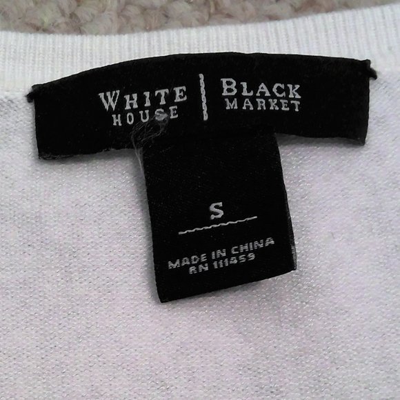 White House Black Market Light Grey White Snakeskin Sequin Cardigan Sweater Sm - Picture 4 of 6